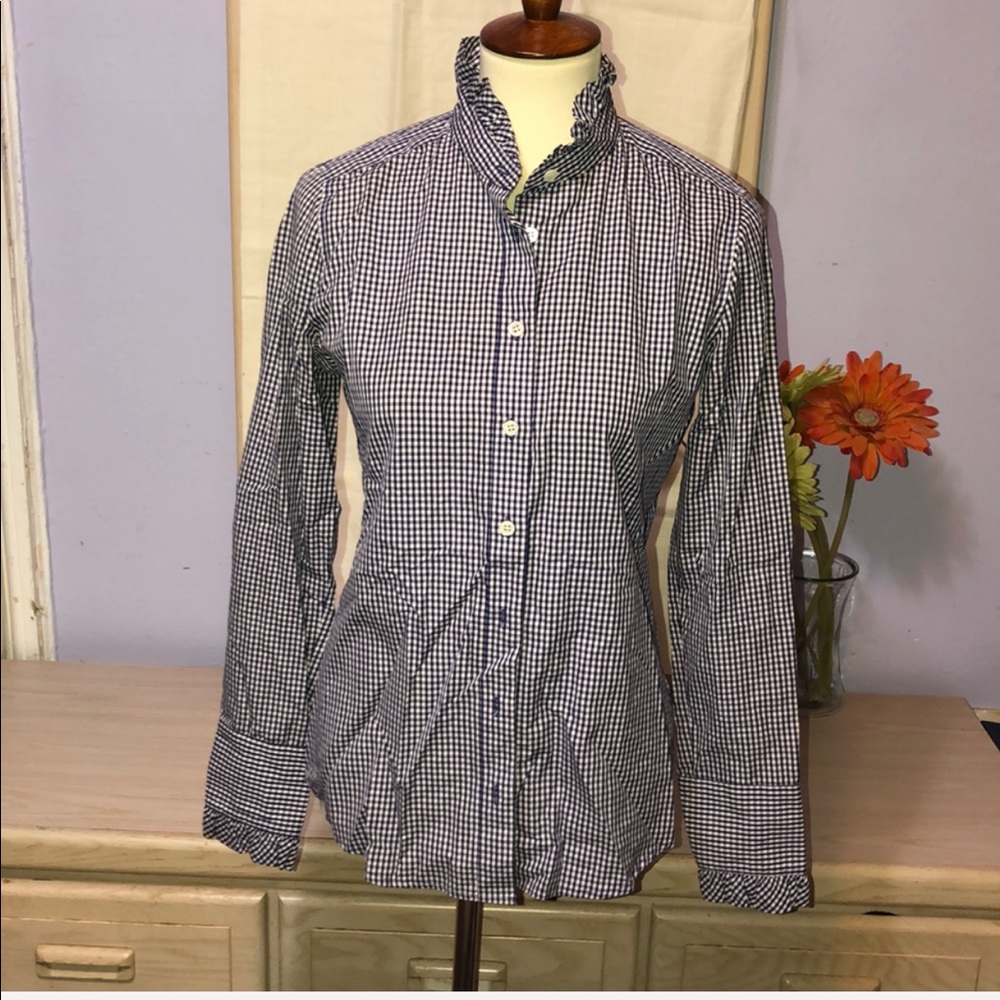 🌹 J Crew checkers button down shirt Sz 6
